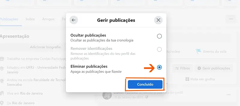 PASSO 4: Apagar publicações 