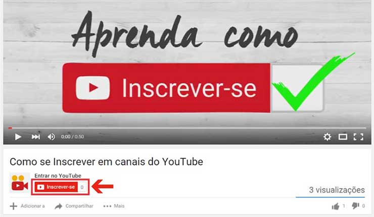 Inscrever canal Youtube computador